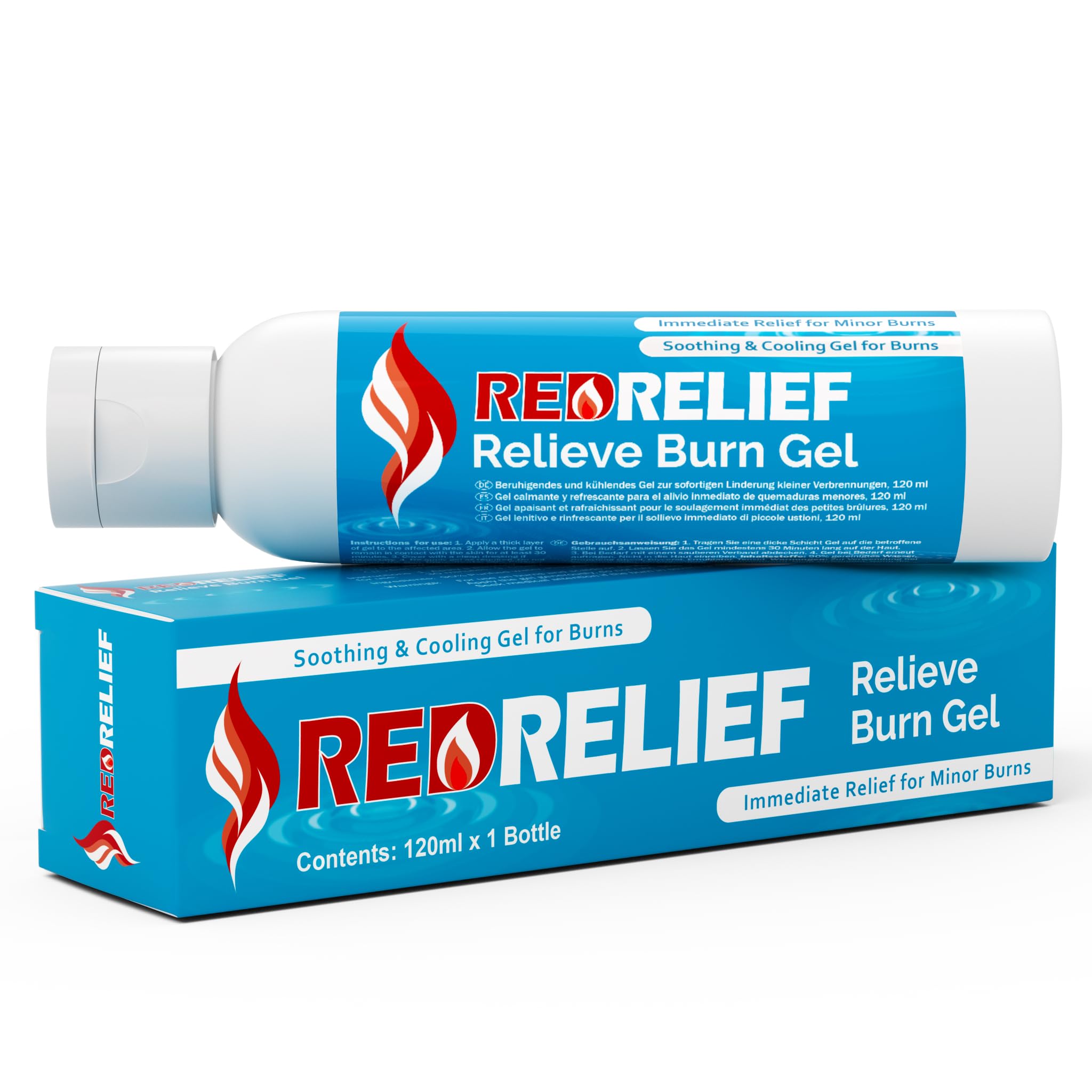 RedRelief Emergency Burn Gel 120ml Bottle - Soothing and Cooling Gel Dressing for Burns, Scalds and Sunburn