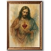 Sacred Heart of Jesus Picture Wall Art Jesus Christ Canvas Wall Art Divine Mercy Poster Christ Catholicism Portrait Poster Prints Christian Religious Artwork for Church Prayer Room Decor Unframed