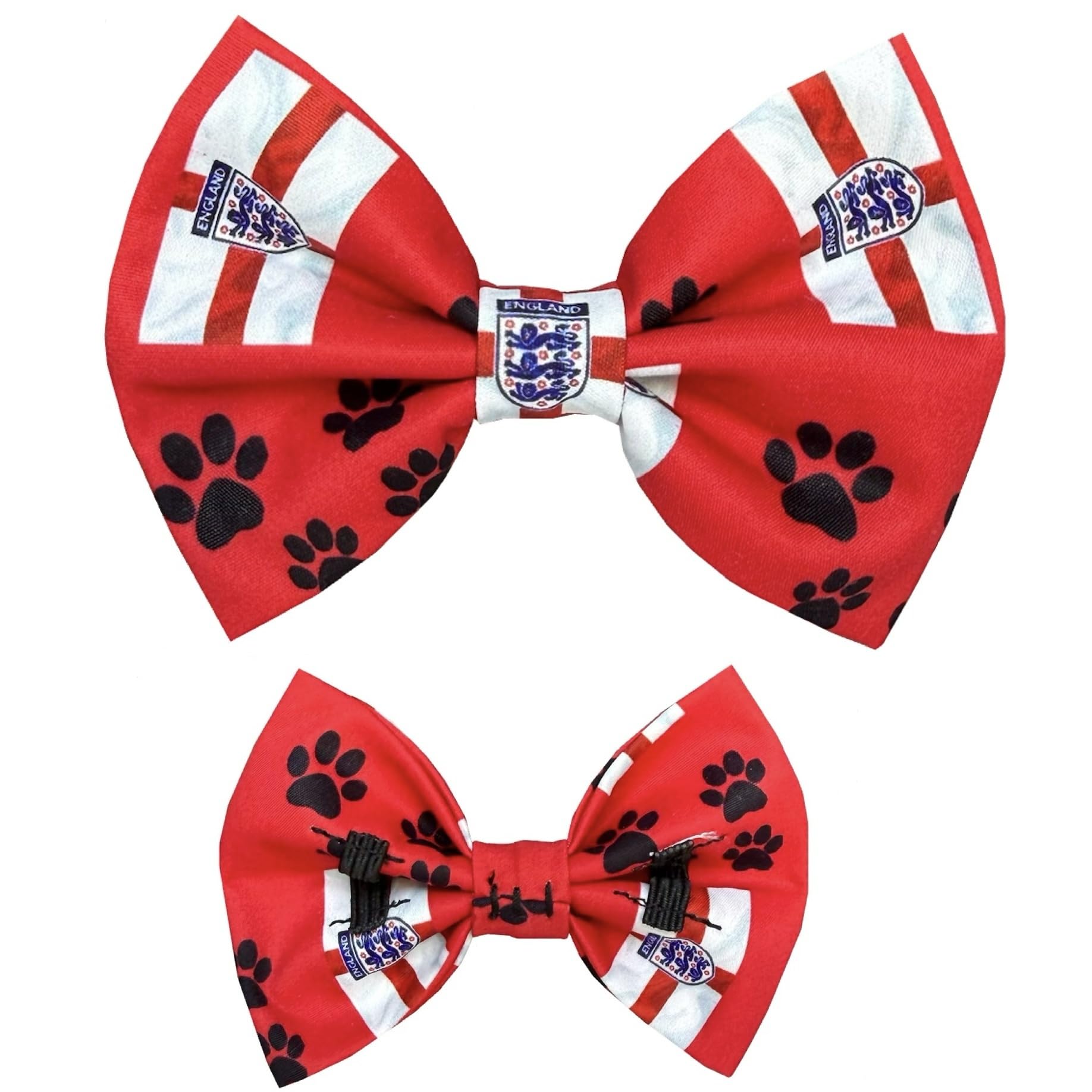 New Dogs Bow Tie Bowtie Football EURO Flag Paws England RED Elastic Band ACCESSORY Handmade UK (Red Flag Small)
