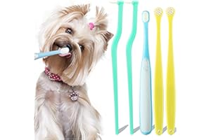 MoonyMars Dog Toothbrush Small Breed Cat Toothbrushes, Puppy Tooth Brushing Kit, Tiny Dog Tooth Brush, Micro Head Deep Teeth Cleaning Brushes for Mini Pet Doggie Kitten, Soft Bristles, 5 PCS