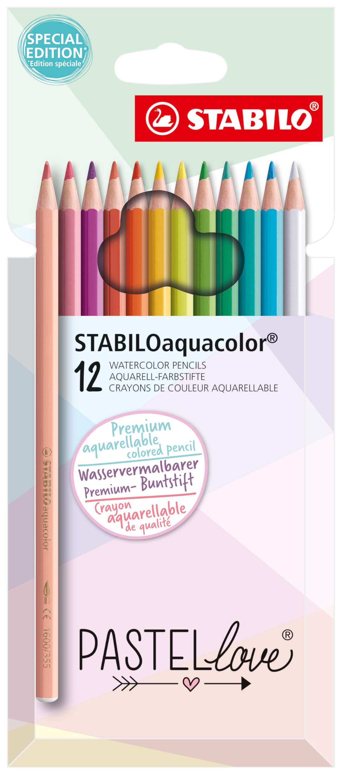 Aquarellable Colouring Pencil - STABILOaquacolor - Pastellove Set - Pack of 12 - Assorted Colours — image 1