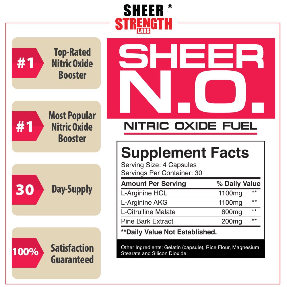 SHEER N.O. Nitric Oxide Supplement Premium Muscle Building Nitric