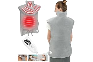 Heating Pad for Back Pain Relief, 22”x 37” Large Electric Heat Pad for Neck, Shoulders & Back, 6 Heat Settings & 4 Auto Shut-