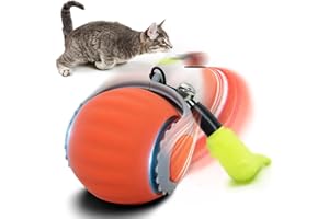 wisafoi 2025 Interactive Cat Toy for Indoor Cats, Automatic Moving Cat Balls for Bored Indoor Adult Cats, 360°Automatic Rolling Ball Toy, Two Speed Adjustment（Orange）