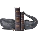 Guichifun Whale Decorative Bookends Vintage Decor | Book Holder for Desk Shelf Library, Heavy Duty Weight for Books, 11 x 6.5 x 6.8 inch, Home Office Decor