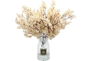 Hananona 10 Pcs Babys Breath Artificial Flowers Real Touch Fake White Flowers Silk Flowers for Spring Wedding Decor Indoor Floral Arrangement Table Centerpieces Home Decor (White, 10)