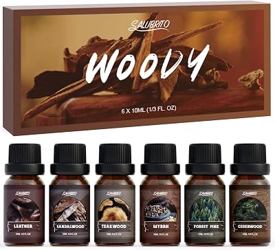 Salubrito Essential Oils Set Wood Fragrance 6 Pack Forest Pine Sandalwood