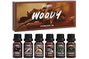 SALUBRITO Woody Fragrance Oils Set, Wood Essential Oil Set for Diffuse, Forest Pine, Sandalwood, Leather, Teakwood, Myrrh, Ce