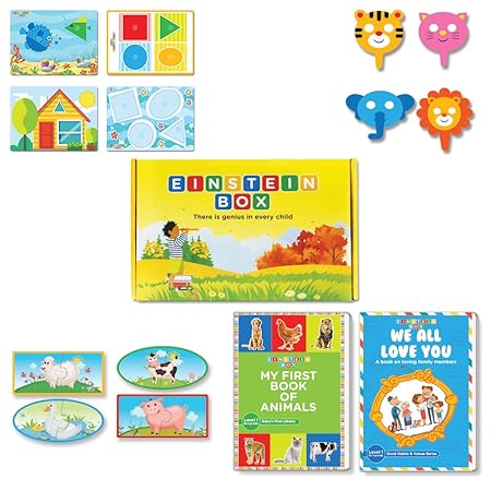 Einstein Box for 1 Year Old Baby Boys and Girls, Learning and Educational Gift Pack of Toys and Books, Multicolour