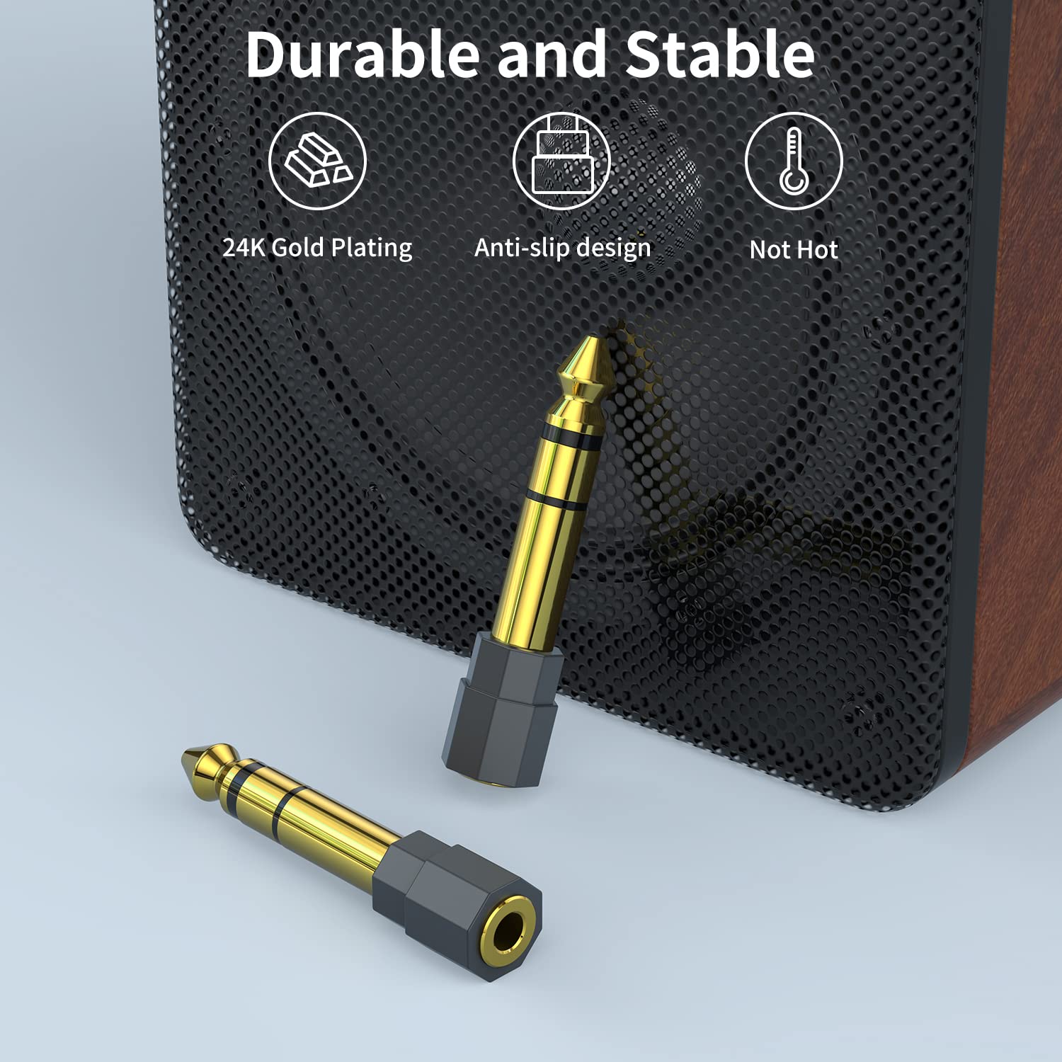 2 Pack 6.35mm 1/4 Male to 3.5mm 1/8 Female Stereo Headphone Adapter Audio Jack Plug Gold Plated for Speaker Headphone Guitar Digital Piano Amp Adapte (Grey)