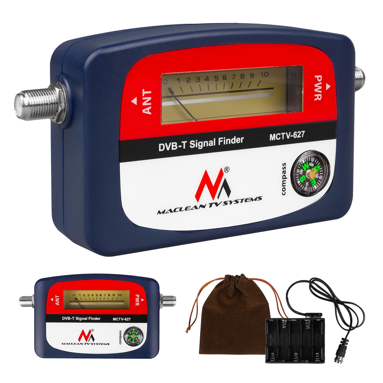 Maclean MCTV-627 Satellite Finder Signal Strength Meter Accessories + Cable Sky Freesat Hotbird