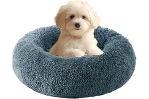 HYQ Small Dog Bed, Cat Beds for Indoor Cats, Pet Beds for Small Dogs, Fluffy Faux Fur Plush Small Dog Bed, Washable Puppy Bed with Anti-Slip Bottom, Dog Bed Small Size Dog (Blue Gray, 20 Inch)
