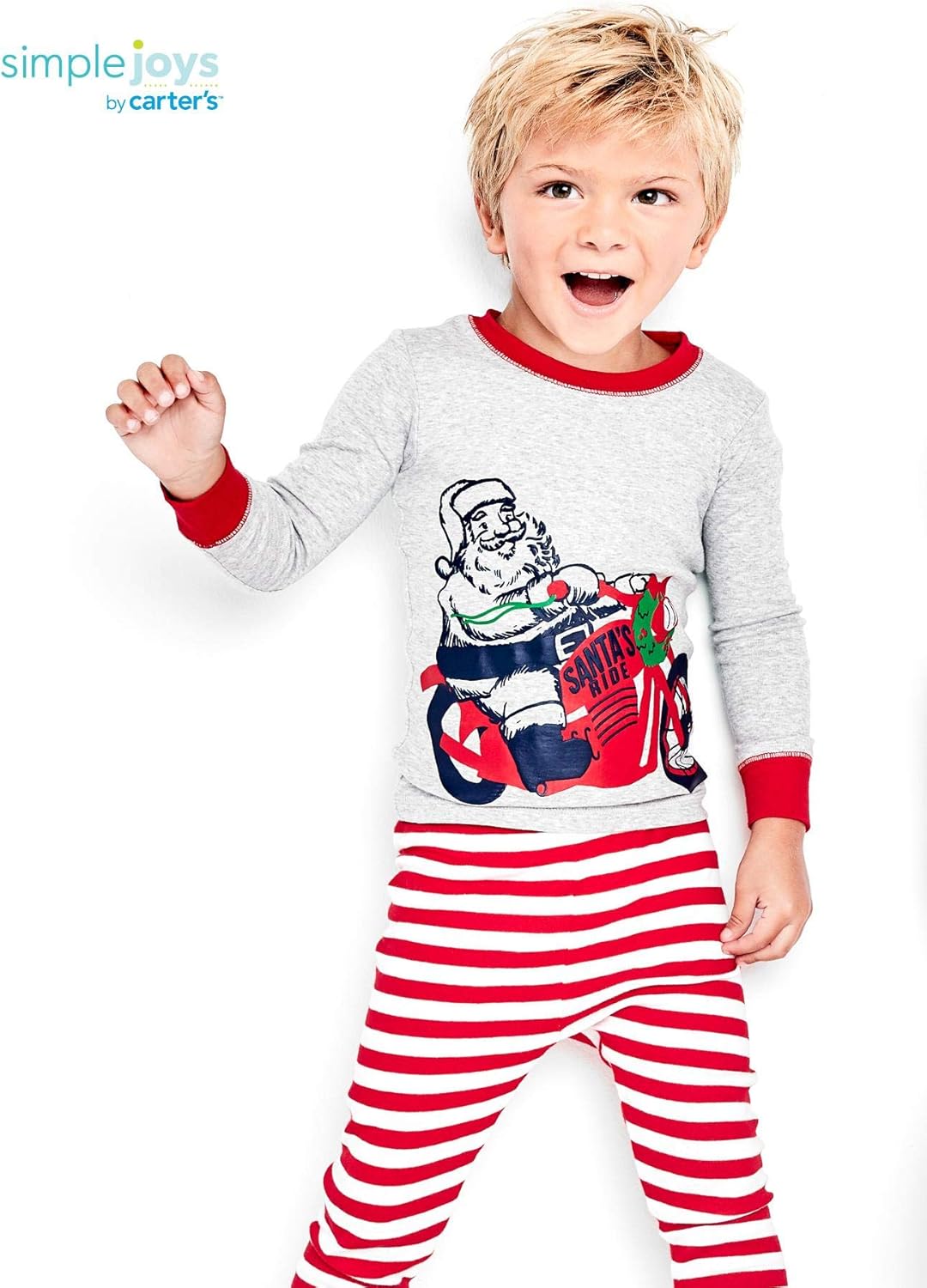 Simple Joys by Carter's Baby, Little Kid, and Toddler Boys' 3-Piece Snug-Fit Cotton Christmas Pajama Set: Clothing