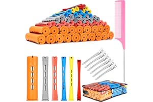 PROSUITES 90 Pcs Hair Perm Rods Set, 6 Sizes Plastic Hair Curling Rods with Hair Clips Rat Tail Comb, Cold Wave Rods for Long Short Hair Hairdressing Styling Tools
