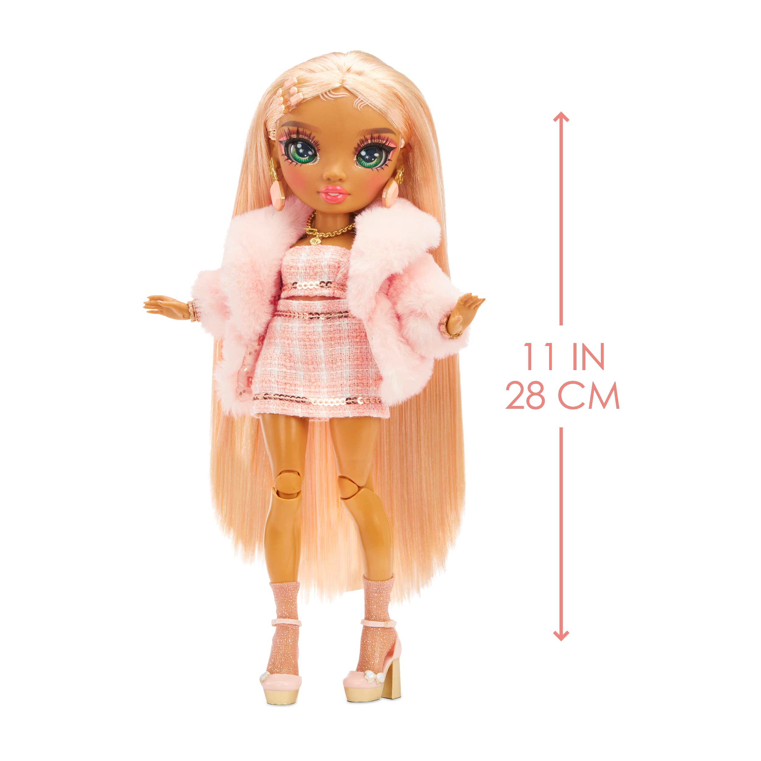 Rainbow High Rainbow Vision Rainbow Divas- Sabrina St. Cloud (Rose-Quartz Pink) Posable Fashion Doll w/ 2 Designer Outfits Mix & Match+Vanity Playset, Great Toy Gifts Kids 6-12 Years Old & Collectors