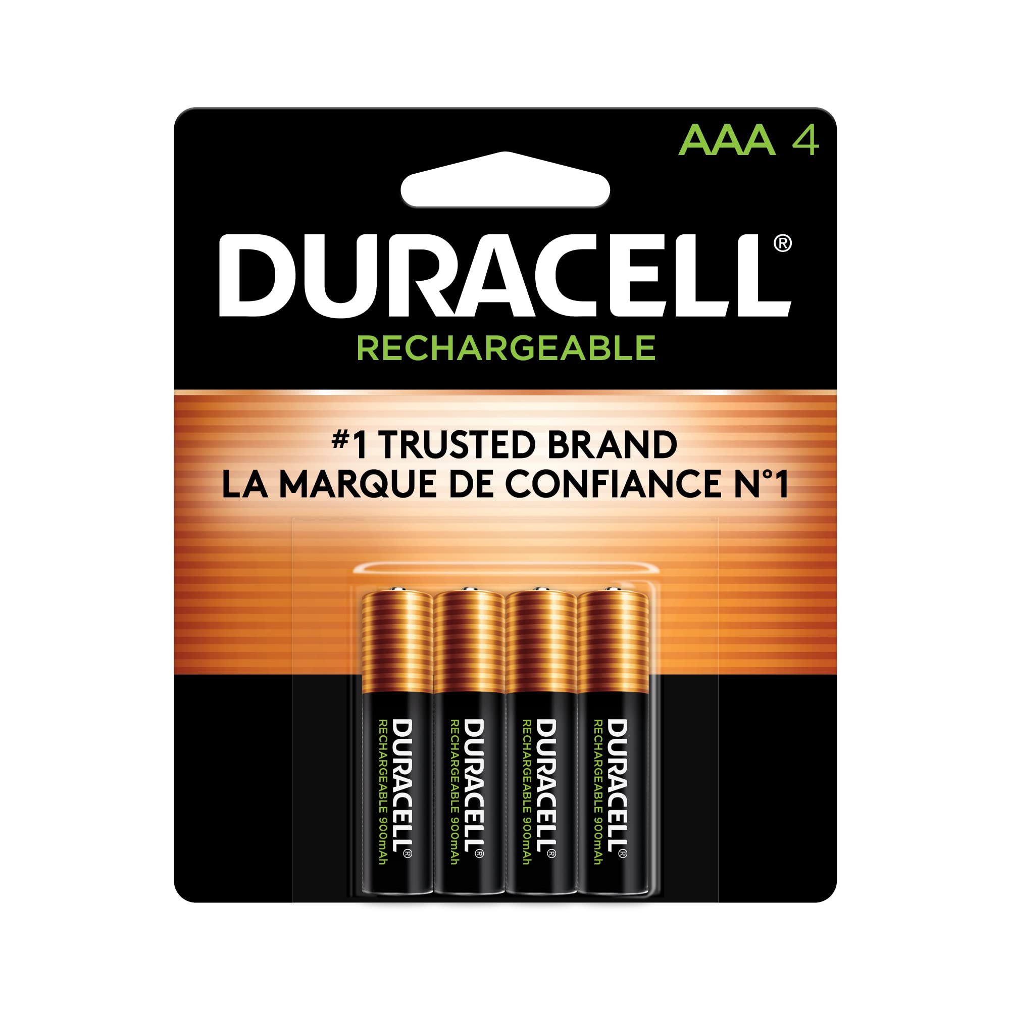 Duracell Rechargeable AAA Batteries 4 Count, Long-lasting Power, All-Purpose Pre-Charged NiMH Triple A Battery for Household and Gaming Devices