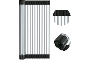 Hibbent Roll Up Dish Drying Rack, Extra Large Dish Rack Over The Sink, Multipurpose Stainless Steel Rollup Sink Matt for Dish