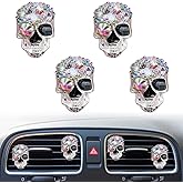 Bling Skull Air Vent Clips, 4 Pcs Crystal Skull Car Air Fresheners Vent Clips Car Diffuser Vent Clip Rhinestone Diamond Decoration Cute Interior Decor Bling Accessories for Women