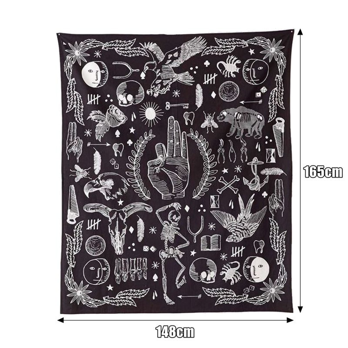 Jeteven Hippie-Tapisserie Mandala Wandteppich Blau forest Tuch, indisch Elephant Wandbehang Wald, Wall Tapestry Boho Yoga Strandtuch Picnic Throw, Wand Deko 165X148cm (H)