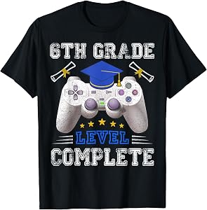6th Grade Level Complete Gamer Class of 2025 Graduation T-Shirt