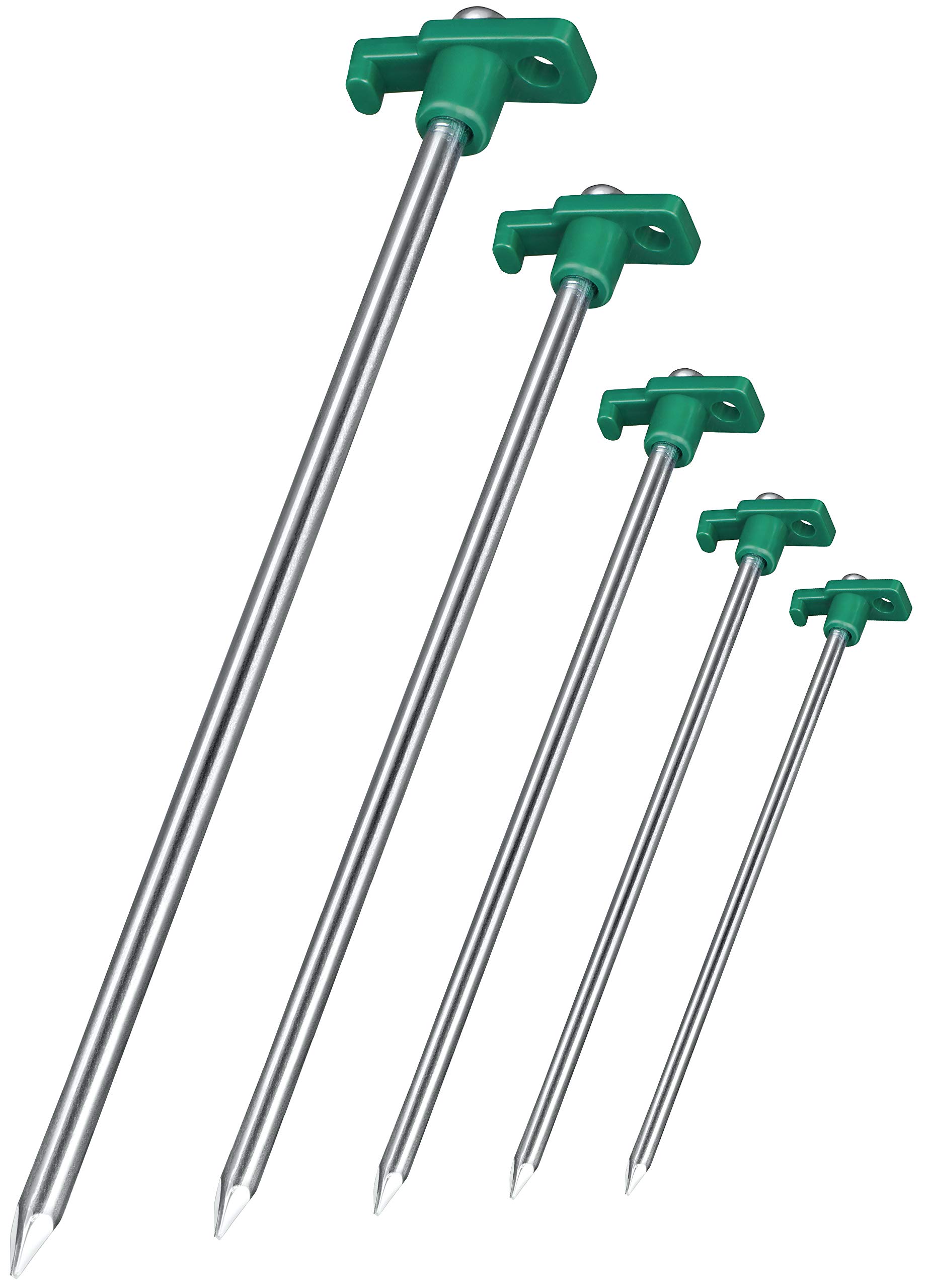 Balinco 48x anti-rust ground anchors green/silver Ø 0,7 cm, 25 cm length - ground anchors | pegs | pegs | ground anchor made of galvanised steel for fastening & fixing in the ground (48)