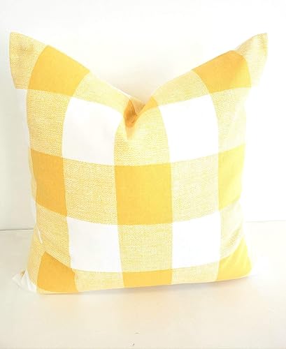 Amazon Com Farmhouse Pillow Cover Yellow Pillow Plaid Pillow