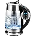 OVENTE Electric Glass Kettle Hot Water Boiler 1.8 Liter BPA Free 1500W, Set Temperature Control, Auto Shut Off, Portable Tea Kettle & Instant Water Heater + Stainless Steel Infuser - KG6610S