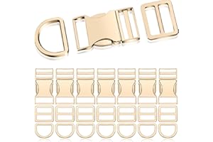 Zeyune 32 Pack Metal Buckles for Straps Dog Collar, 8 Pcs Side Release Buckle 8 Pcs D Rings 16 Pcs Tri Glide Slides Buckles