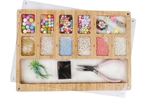 Favonuovy Beads Sorting Tray with Scoop, Magnetic Acrylic Lid, Band and Velvet Padding Bead Boards for Jewelry Bracelet Makin