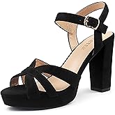 COLETER Women's Platform Chunky Heels Ankle Strap Block Heeled Sandals Party Wedding Shoes