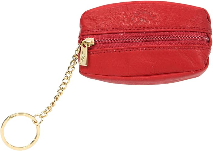 Amazon レディース メンズ 小さい 小銭入れ コインケース 財布 ラウンドファスナー式 本革 柔らかぃイタリア 革 リング付き 軽量 3色 レッド 小銭入れ