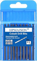 HPMAISON True 5% Cobalt Jobber Drill Bit Set 2.5mm 10Pcs M35 HSS DIN338 view 1