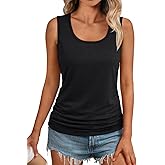 AUTOMET Womens Tank Tops 2026 Sleeveless Square Round Neck Ruched Spring Summer Tee Shirts Basic Outfits Trendy Clothes