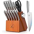 imarku Knife Set with Block for Kitchen, 14PCS High Carbon Stainless Steel Knife Set, One-piece Dishwasher Safe Kitchen Knives Set, Knife Set with Built-in Sharpener, Valentine's Day Gifts