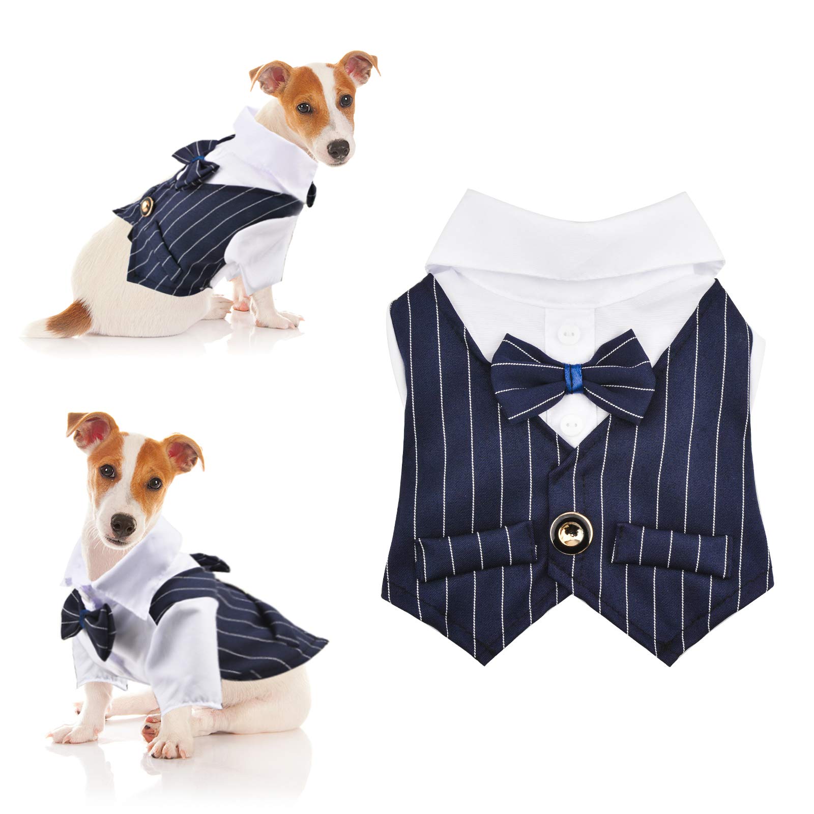 HACRAHO Dog Wedding Tuxedo, 1 Piece Dog Tuxedo Costume Dogs Tuxedo Wedding Party Suit for Small Dogs Puppy, Chest Girth 17.32”