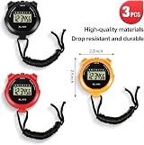 Weewooday 3 Pack Sports Stopwatch Timer Large Display Multi Function Waterproof view 2