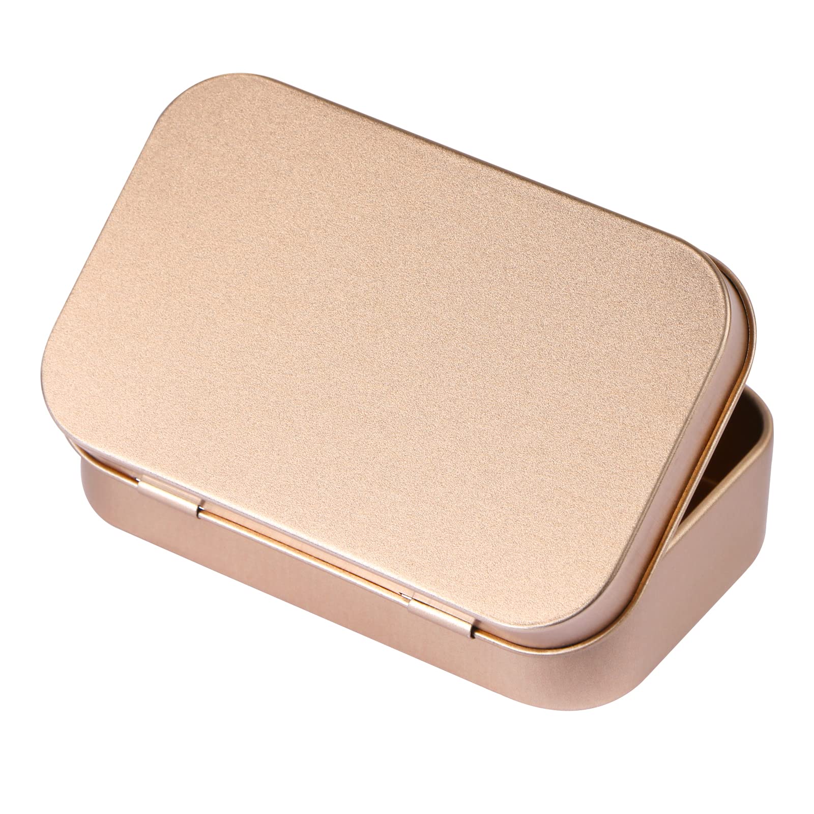 MIDELONG 3 Pack Metal Rectangular Hinged Tins Box with Lid Mini Portable Box Empty Craft Containers Small Storage Kit Home Outdoors Organizer for Soap Mint Cookie 3.8x2.4x0.8 inch, Rose Gold
