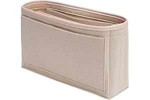 LOUKAYCCI Purse Organizer Insert for Handbags & Felt Bag Organizer Compatible with Neverful Speedy ONTHEGO and More,6 Sizes (Beige, Slender Large)