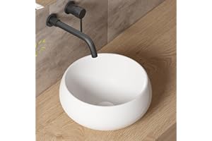 Extra Small Bathroom Sink Above Counter, OCEALAGOON 12 Inch Round Bathroom Vessel Sink, White Porcelain Sink Bowls for Bathroom Vanity, RV Camper Bathroom Sink