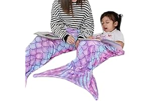 Kids Mermaid Tail Blanket - Girls Teens Mermaid Toys - Flannel Mermaid Blanket Gifts for Girls - Mermaid Scale Sleeping Bag- 