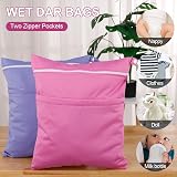 Heyu-Lotus 2 Packs Wet Bag Purple Rose Red Waterproof Double Zipper Pockets view 5