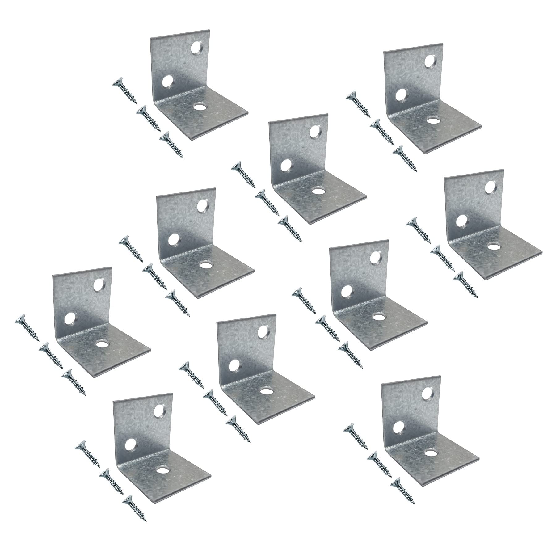 TERF® Heavy Duty Worktop Bracket 25mm (1 inch) Square Worktop Brace Bracket including Fixing Screw - Pack of 10