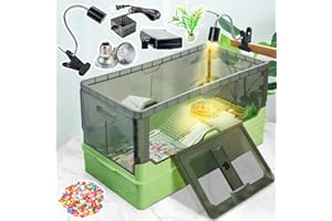 25.6x12.8x14.6 Turtle Tank Kit with Heat Lamp Filter and Wheels Aquatic Turtle Habitat and Aquarium for Small Turtles Hermit 