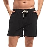 AMY COULEE Men's Cotton Corduroy Shorts, 5.5 Inch Elastic Waist Drawstring Vintage Casual Shorts with Pockets