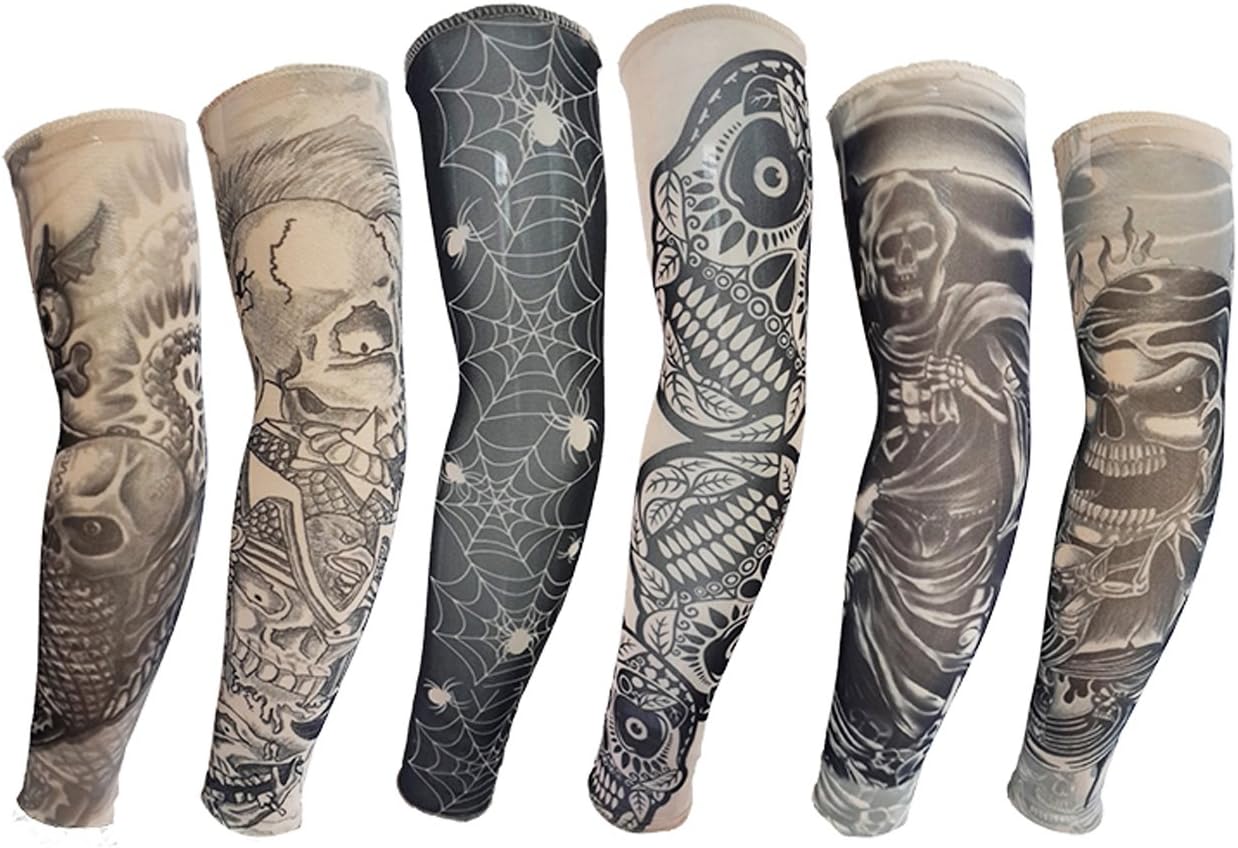 ANMIXIN Outdoor Tattoo Sleeves for Women,Men and kids Prevent sunburn and super cool, many styles optional,Set Arts Fake Temporary Tattoo Arm Sunscreen Sleeves (Style A)