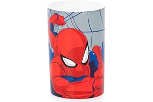 Jay Franco Kids Marvel Spiderman Toothbrush and Toothpaste Holder – 4 x 3 Inch Small Bathroom Accessories Organizer, Red & Blue Resin Tumbler Cup Stand for Counter Storage