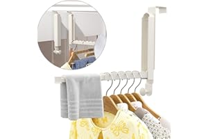 CUISIBOT Over The Door Drying Rack, Foldable Over Door Hooks Hanger Laundry Hanging Coat Rack with 6 Groves, Space-Saving Over Door Organizer for Clothes, Coats, Hats, Bags, Towels (1pcs White)
