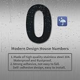 Ywonoby 3 Inch Self Adhesive Stainless Steel House Numbers Black (6) view 3