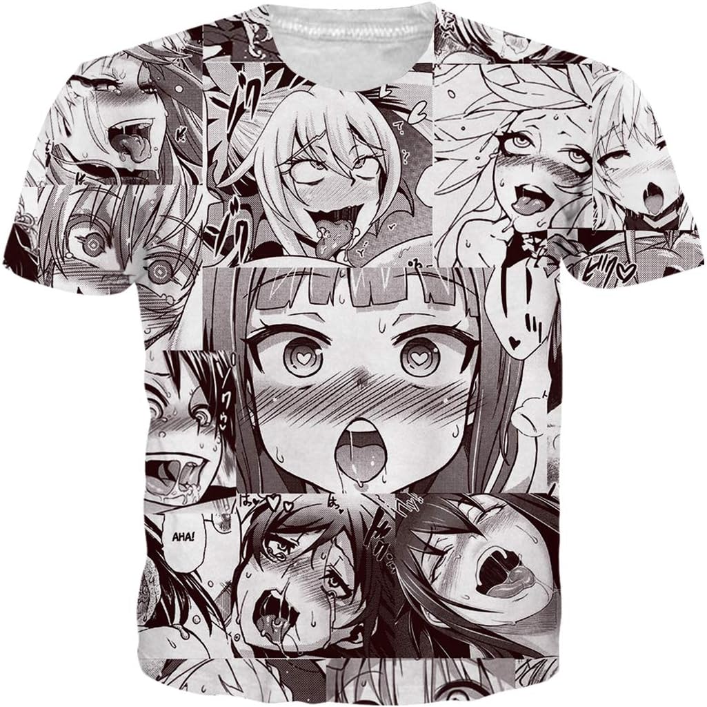 Ahegao Shirt Men's Anime T Shirt Casual Tracksuit 3D Design Comfy Shirts Home Clothing L