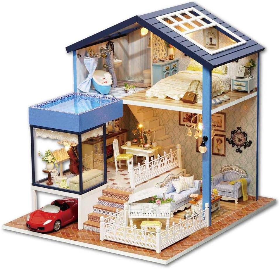 ausomely casa Mini de tuercas 3d DIY Dollhouse con luz LED ...